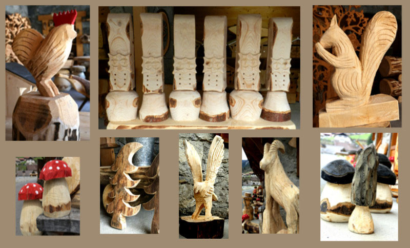 Sculptures animaux en bois fait main