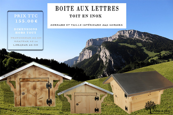 Boite aux lettres en bois toit inox fabrication française boissellerie milhomme Haute Savoie